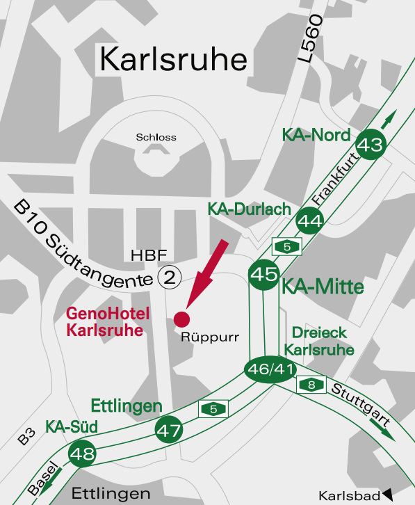 Anfahrt zum Genohotel Karlsruhe